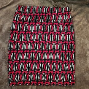 LuLaRoe Cassie Pencil Skirt red leaf XL